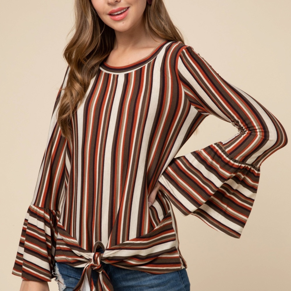 Striped Round-Neck Top - Picture 1 of 5